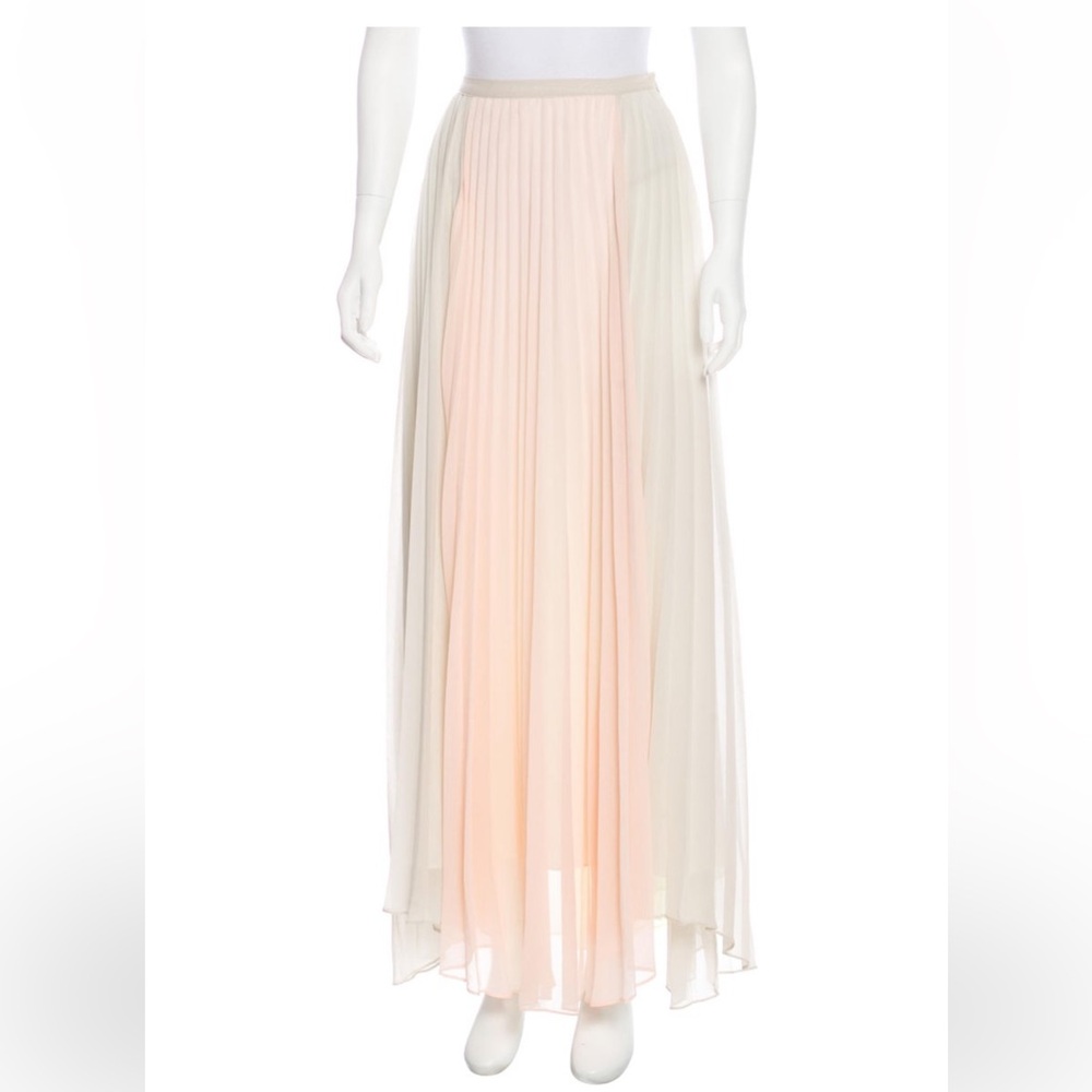 Elegant Sheer Maxi Skirt in Cream and Pink
